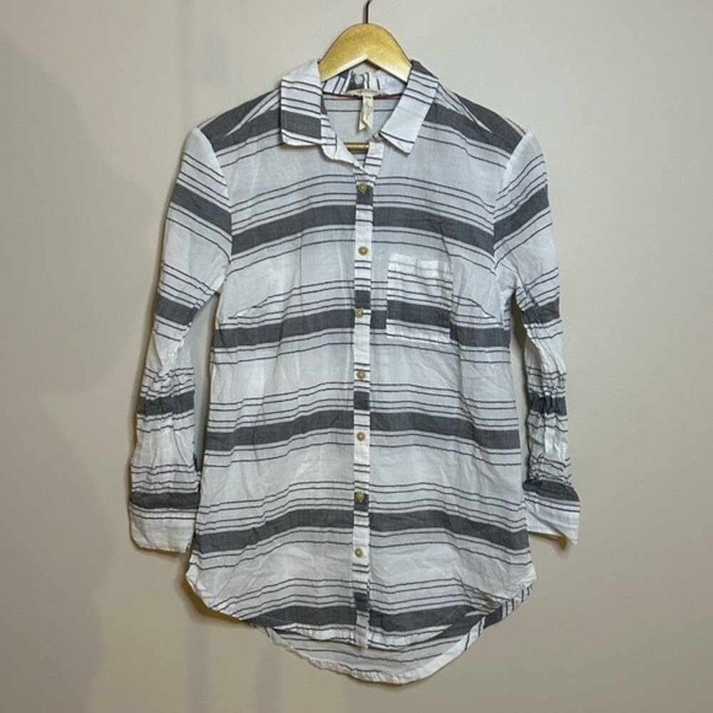 Matilda Jane x Joanna Gaines Striped Textured Button Down Shirt Size XS - Picture 2 of 6